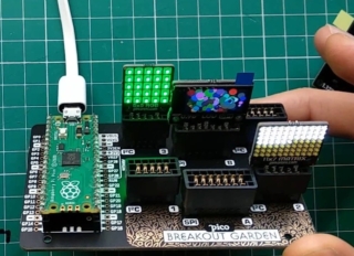 Displays in action Pico Breakout Garden with 3 display breakout boards in action