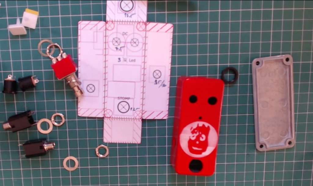 Photo of the enclosure and template I used for drilling